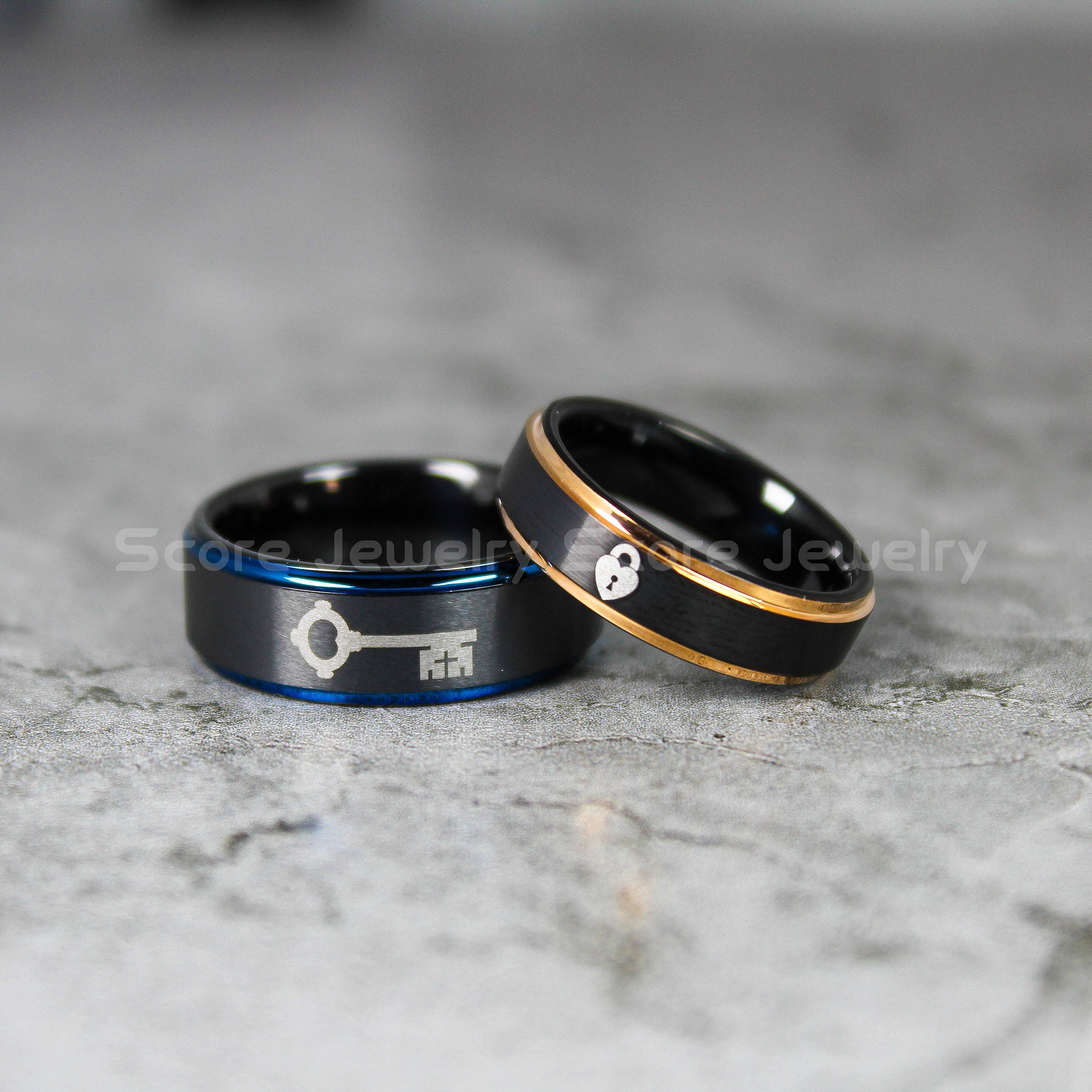 Lock and Key Rings Lock and Key Wedding Rings 2 Piece Couple Etsy