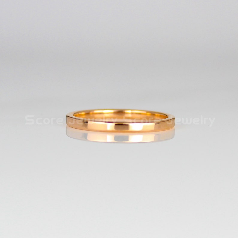 2mm Tungsten Band 2mm 14K Rose Gold Tungsten Band with Flat Edge and Custom Laser Engraving INSIDEOUTSIDE Ring