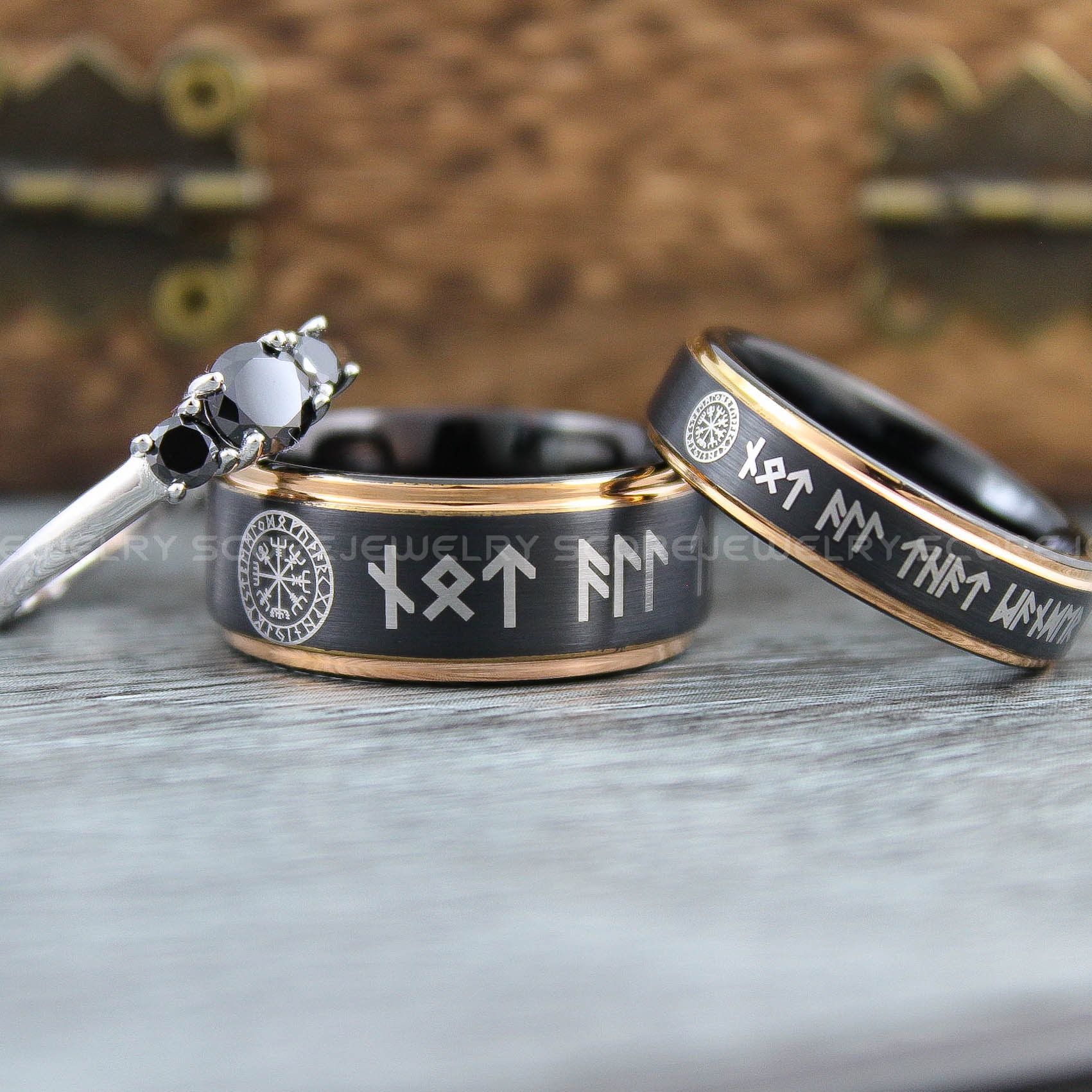 Viking Ring, Couple Set Nordic Ring, Norsemen Ring, Nordic Runes