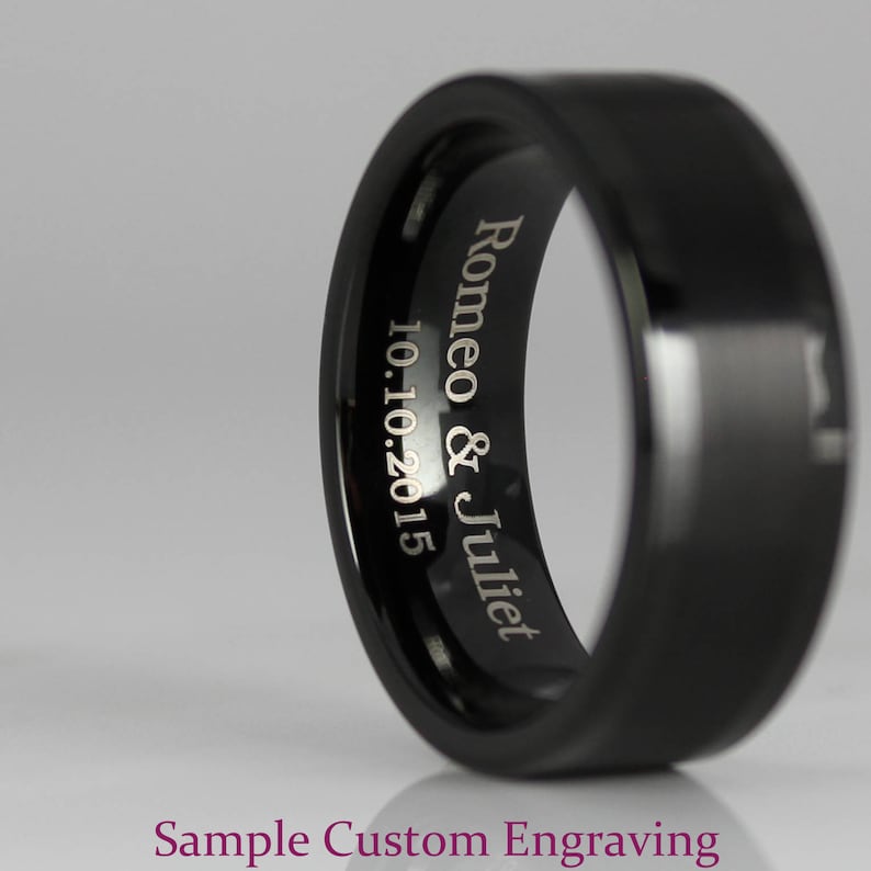 Black Wedding Rings Black Tungsten Wedding Bands Black Tungsten Rings Black Wedding Bands 2 Piece Couple Set Always /& Forever Rings
