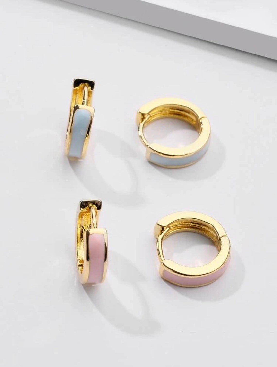 Lila Hoop Gold Earrings in Pastel Mix