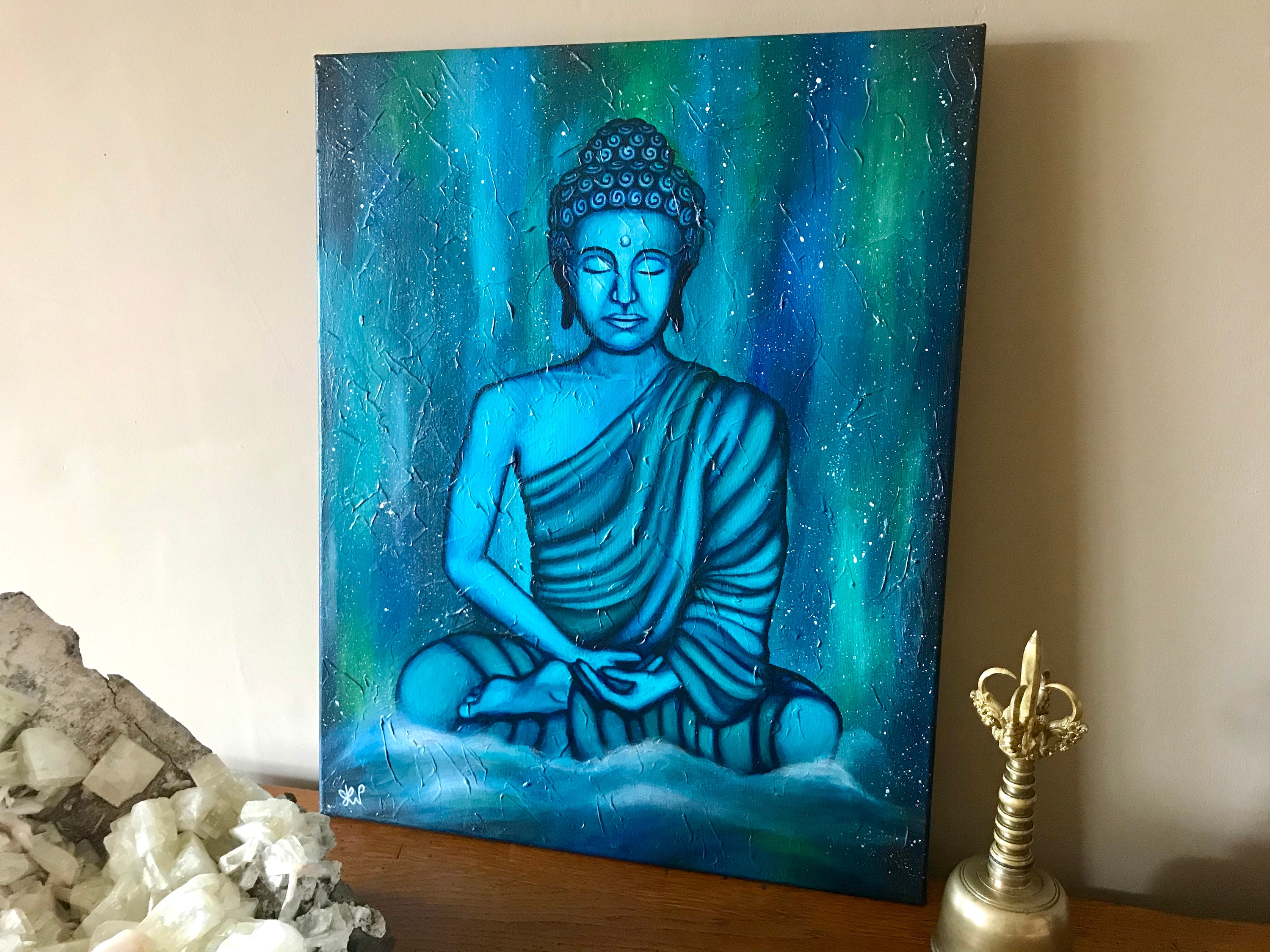Spiritual Blue Buddha Wall Art Canvas Painting Etsy