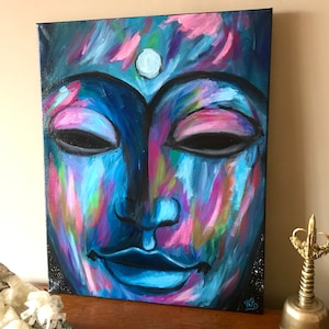 Abstract Spiritual Cosmic Celestial Buddha Wall Art Acrylic Painting