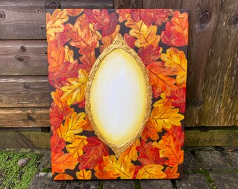 Autumn Leaves Painting, Leaf Art, Fallen Leaves, Portal Painting, Abstract Painting, Spiritual Artwork, Mythical, Acrylic Painting on Canvas