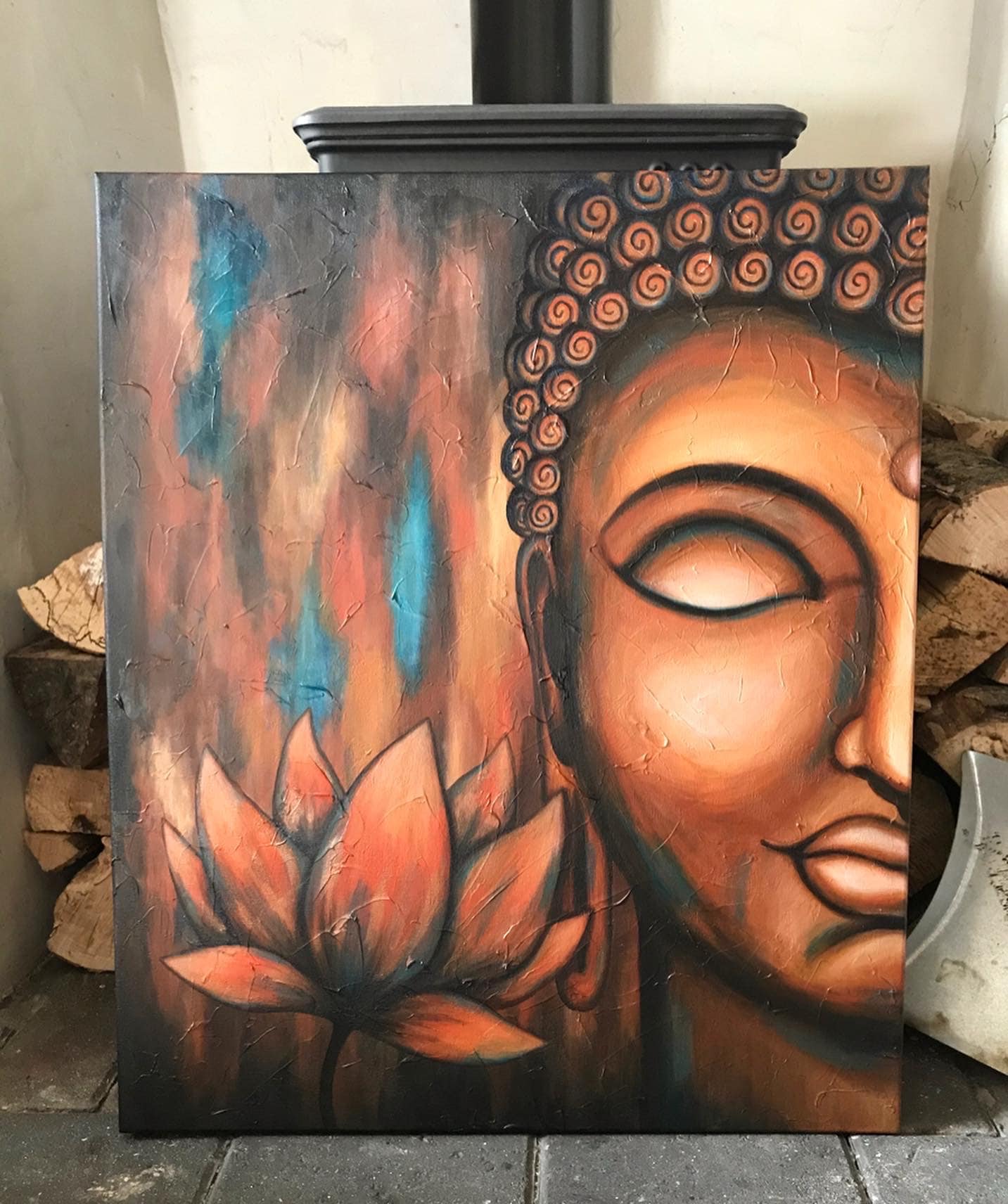 Spiritual Buddha Lotus Wall Art Canvas Painting - Etsy