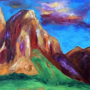 Dolomites Painting, Mountain Painting, Italian Mountains, Abstract Landscape, Abstract Artwork, Colourful Painting, Spiritual Painting image 3