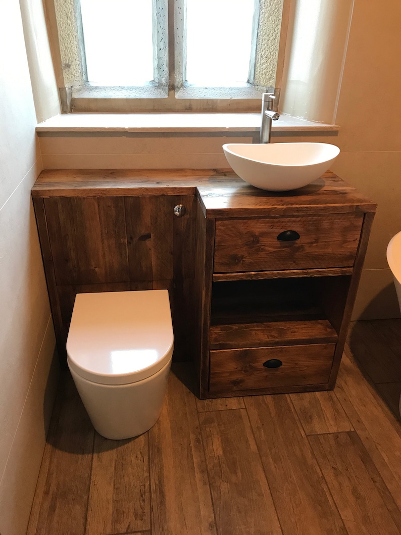 Vanity Unit Bathroom Reclaimed Wood Combined Bespoke Unit Etsy UK