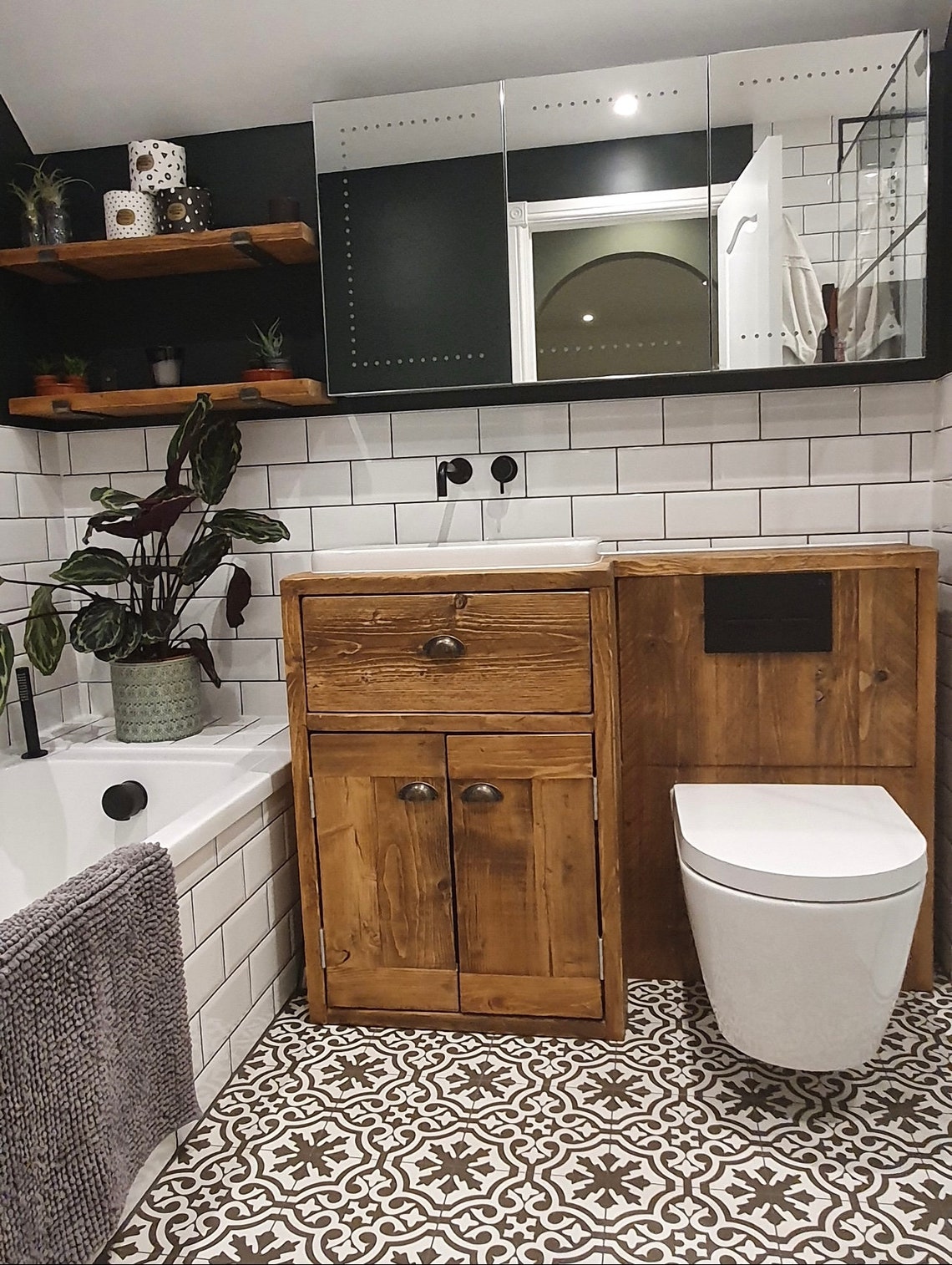 Vanity Unit Bathroom Reclaimed Wood Combined Bespoke Unit Etsy UK