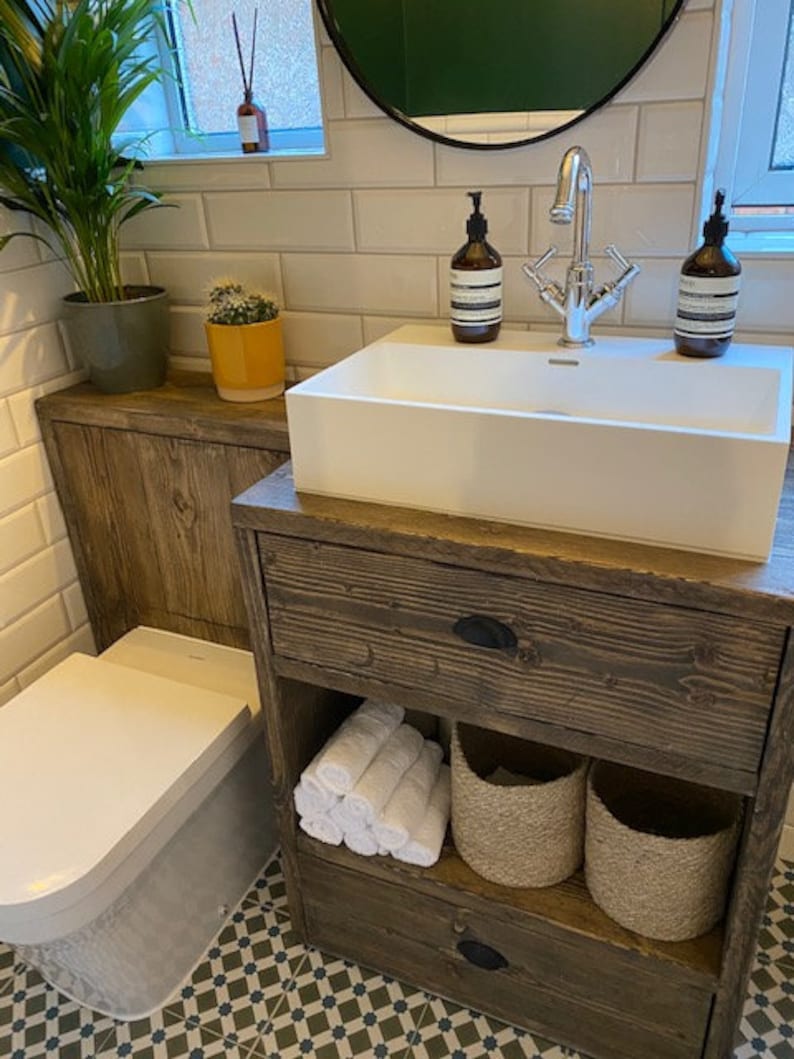 Vanity Unit Bathroom Reclaimed Wood Combined Bespoke Unit Etsy UK