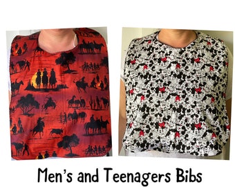 MENS and TEENAGERS Adult Size Bibs / Clothing Protector / Adult Bib for Elderly and Disabled