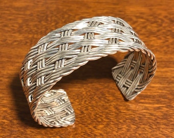 Sterling silver wide cuff bracelet handmade, BR-3