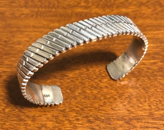 Sterling silver wide cuff bracelet handmade, BR-6