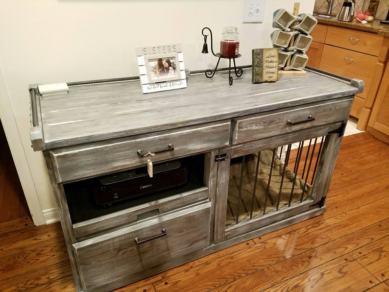 Weathered Grey Dog KennelDesk