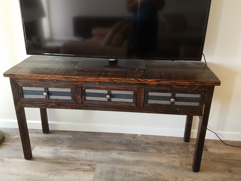 Rustic Console Table Sideboard Handmade Reclaimed Wood With Steel Accents