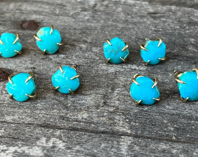 Genuine Turquoise Gemstone Earrings, Turquoise Studs, Minimslist, Turquoise Jewelry, Boho Bohemian Turquoise Earrings, Gemstone Earrings