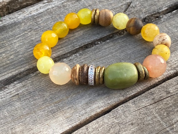 Beaded Bracelet Gemstone Turquoise Sandalwood Moonstone Bone energy healing tibetan intention mala mens spiritual bracelet GIFTS Mala Beads