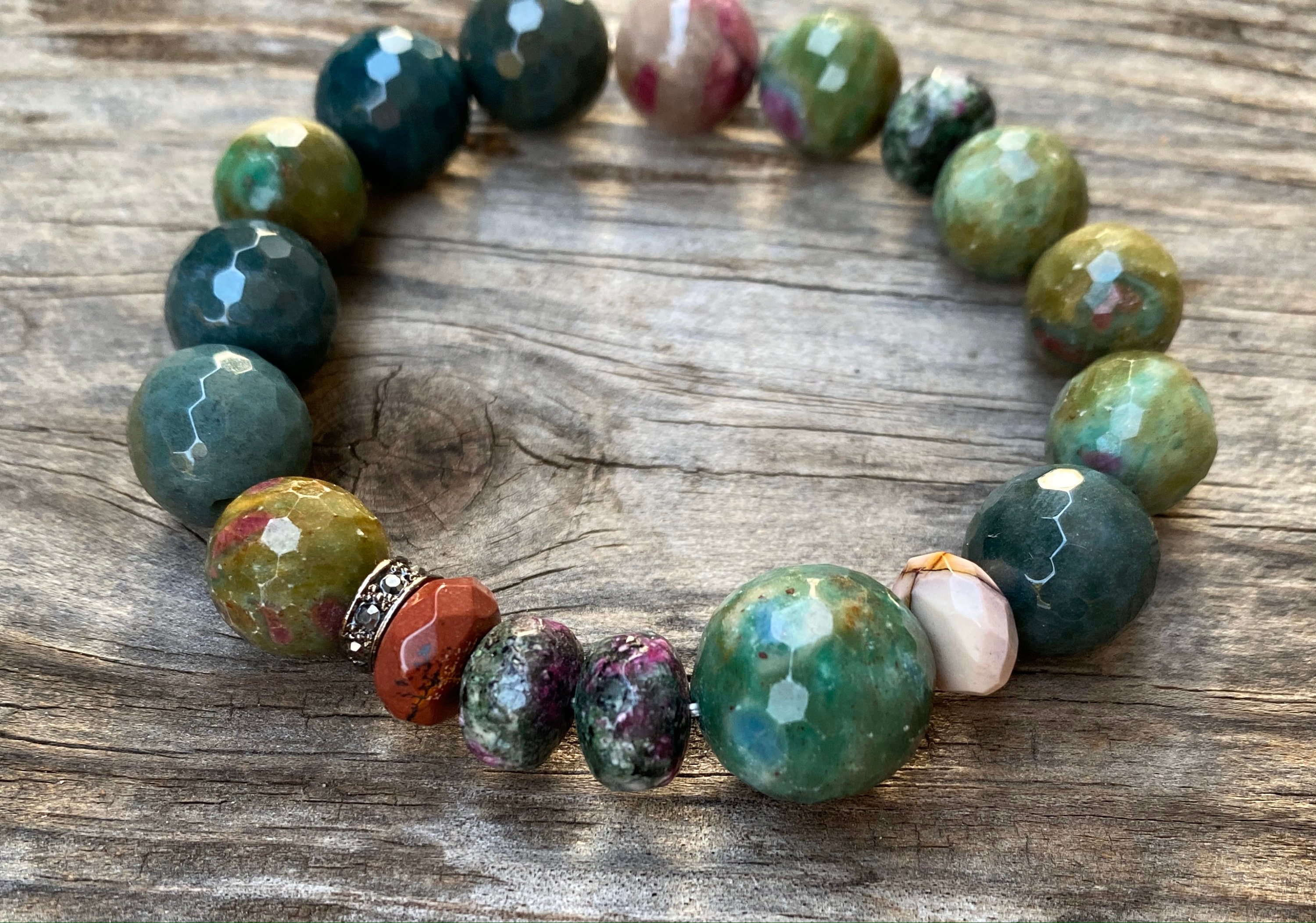 Ruby Zoisite Bracelet Rare Statement Bracelet Gemstone Beaded Bracelet