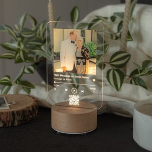 Targhe con foto e canzoni Luce notturna in acrilico Targa con canzone nuziale Regalo per la madre dello sposo Salva il giorno del matrimonio Targa musicale personalizzata