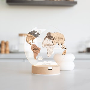 Mini Weltreisekarte, Landkarte mit Licht, personalisierte Holzkarte mit Licht, personalisierte Karte, Geschenk für Freund oder Freundin