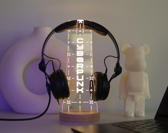 Custom Gamertag Light Sign, Engraved Headphone Stand, Personalized Streamer Headphone Holder, Gamer Gift LED Sign, Gamer Girl Accessories