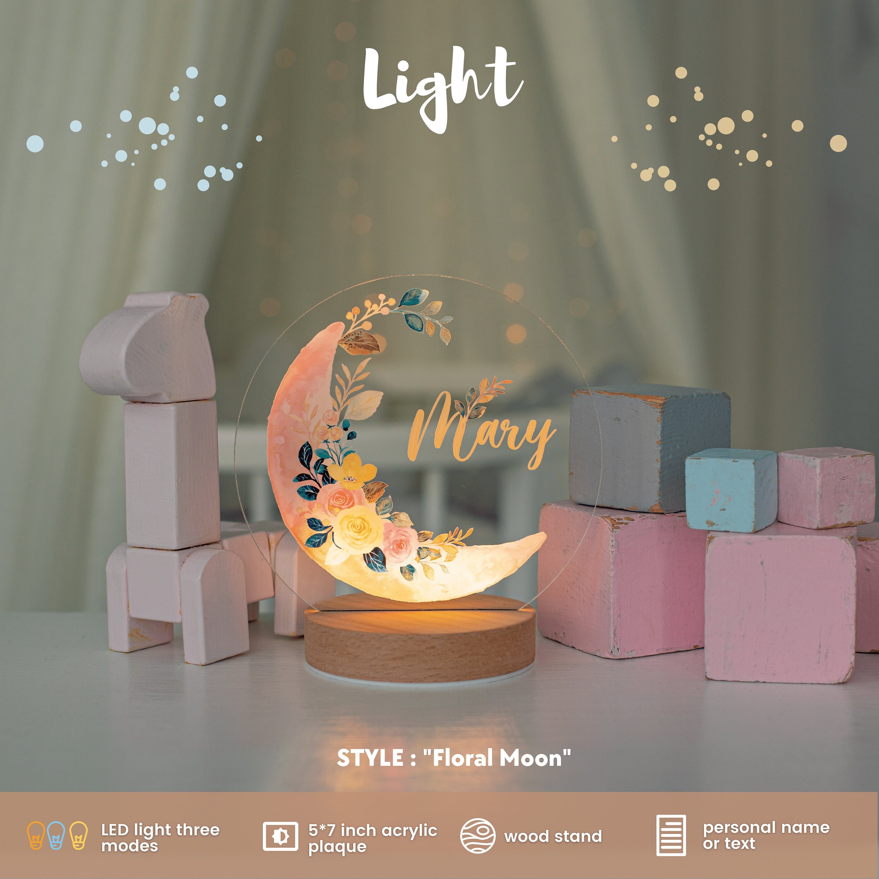 Baby Girl Gift, Personalized Night Light for Kids, Custom Night Light, Infant Gift, Personalized Lamp, Name Night Light