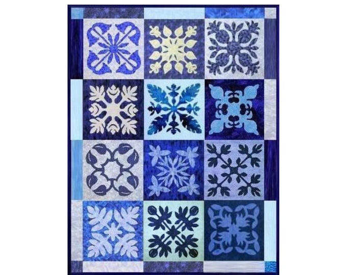 Blue Hawaii - Sampler Quilt Pattern / Pattern ENGLISH and GERMAN DOWNLOAD