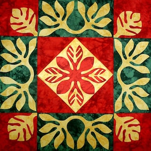 Pohihihi - hawaiian Quilt - pdf pattern GERMAN LANGUAGE