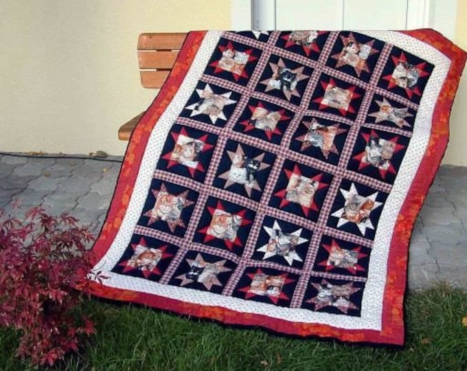 Katzenglück - Quilt für Themenstoff - Muster deutsche Version