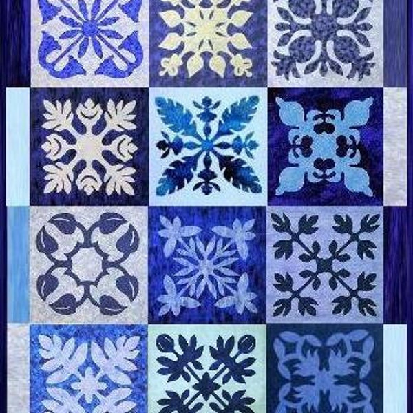 Blue Hawaii - Sampler Quilt Pattern / Pattern ENGLISH and GERMAN DOWNLOAD