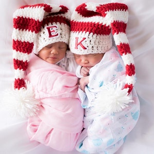 Crochet Elf Long Stocking Cap set - Available (Preemie to 12 months)