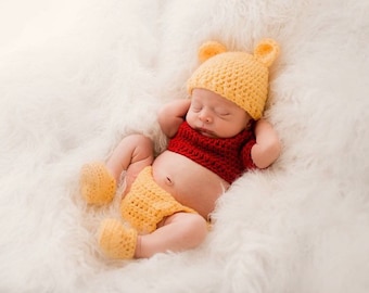 Crochet inspired by Winnie the Pooh Set - Available (Preemie - 6 months)