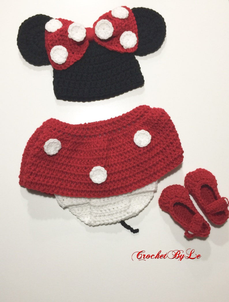 Crochet Minnie Mouse outfit Newborn - 18 months