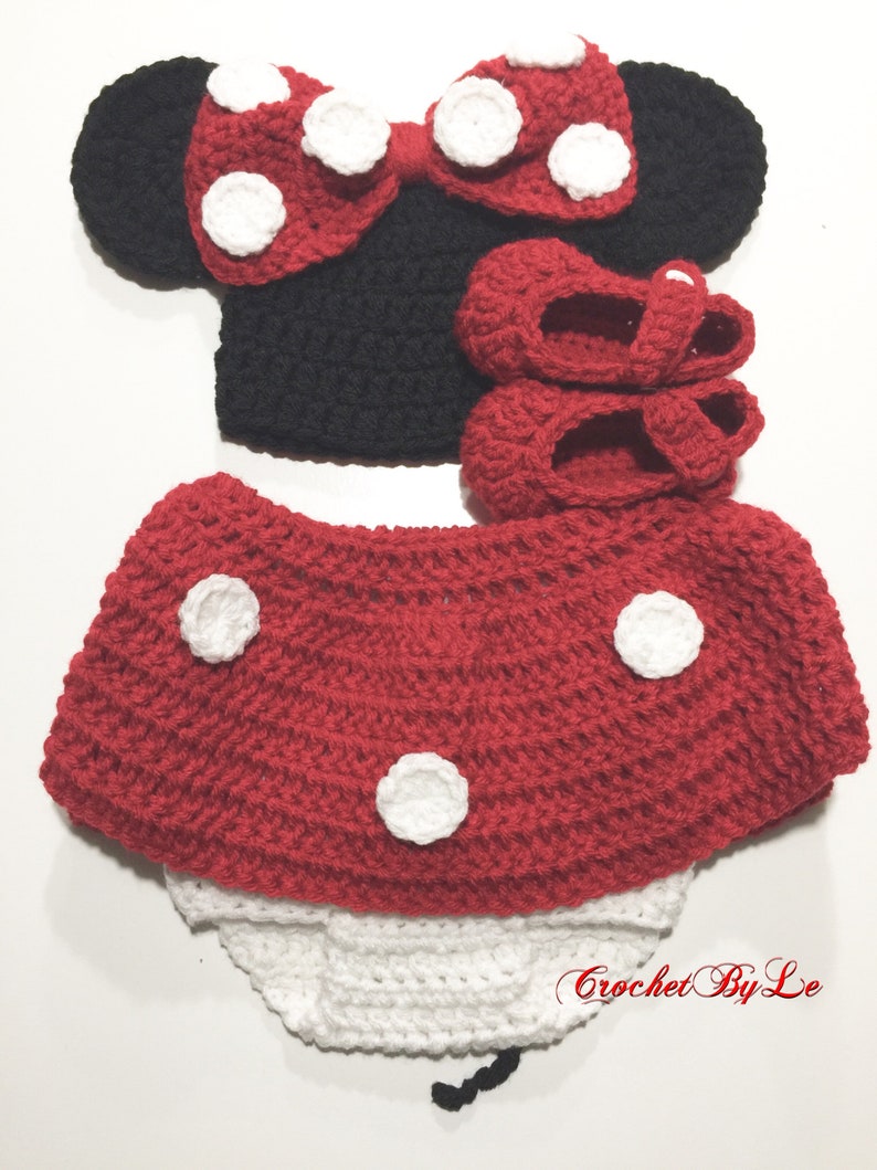 Crochet Minnie Mouse outfit Newborn - 18 months