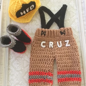 Crochet Fireman Outfit (Newborn - 12 months)