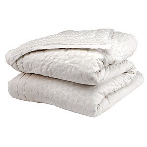Charming Indian Handmade Block-Printed Cotton Quilt in Hues of White Geometric Prints