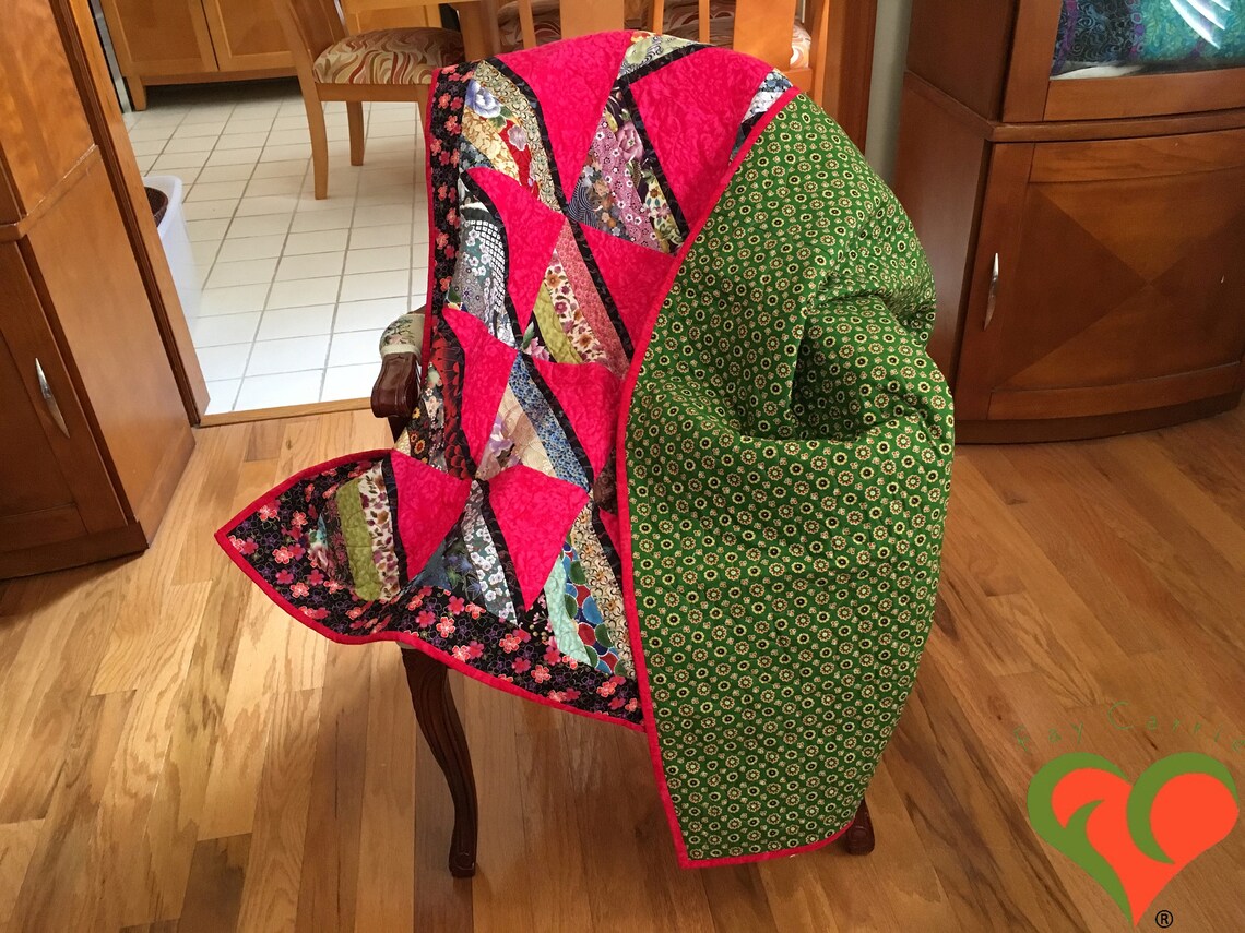 Asian Inspired Fabrics Quiltthrow Quiltlap Etsy