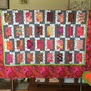 Kaffe Fassett Bed Sized Quilt. Gorgeous. Measures 75&quot; x 82&quot;. One of A Kind.