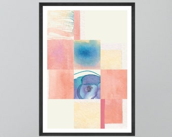 Abstract Printable Wall Art Purple Blue Yellow Pink Modern Gradient Watercolor Rectangles Picture Poster Instant Download Art Shape Lines Circle