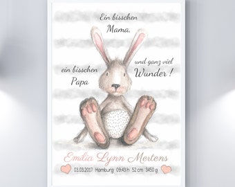 Print / Print BIRTH BUNNY Birth announcement, baptism