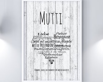 Art Print MUTTI Heart Wooden Planks