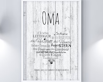 Art Print OMA Heart Wooden Planks