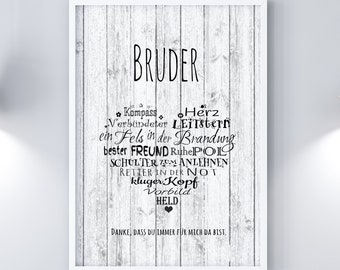 Art print BRUDER Herz wooden planks