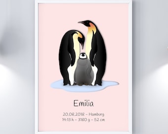 Art Print PENGUIN Birth pink