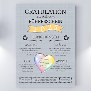Kunstdruck GRATULATION Linen, Schulabschluss, Abitur, Bachelor, Master, Abschlussprüfung, Gesellenprüfung, Schwester Realschulabschluss