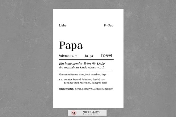 Print Druck Papa Definition Etsy