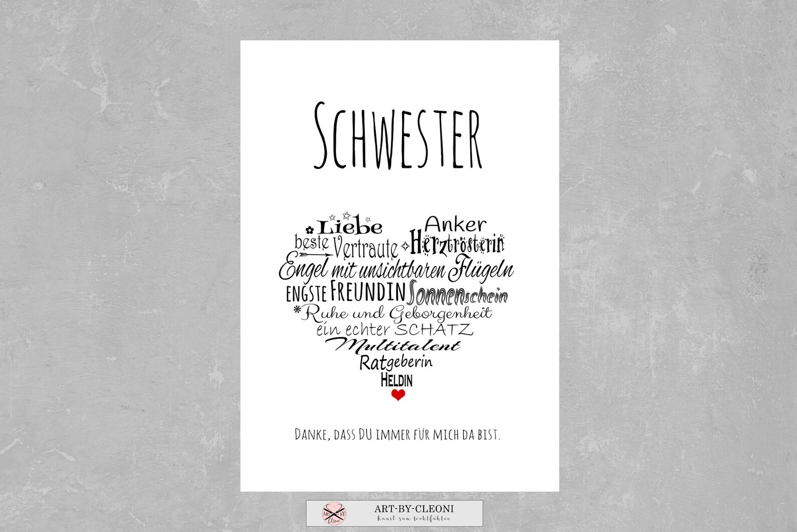 Kunstdruck SCHWESTER Herz Etsy.de