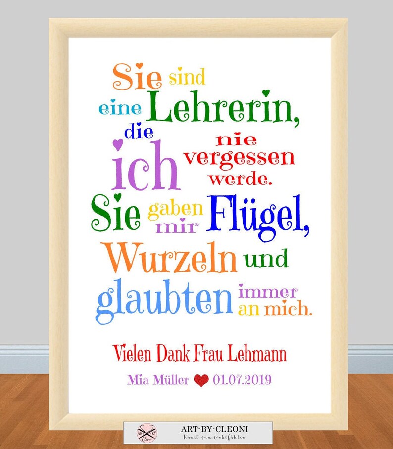 Print / Druck MEINE LEHRERIN bunt Danke Datei file Etsy
