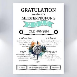 Kunstdruck GRATULATION Kompass, Schulabschluss, Abitur, Bachelor, Master, Abschlussprüfung, Gesellenprüfung, Schwester Realschulabschluss