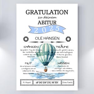 Kunstdruck GRATULATION Meerballon, Schulabschluss, Abitur, Bachelor, Master, Abschlussprüfung, Gesellenprüfung, Schwester Realschulabschluss