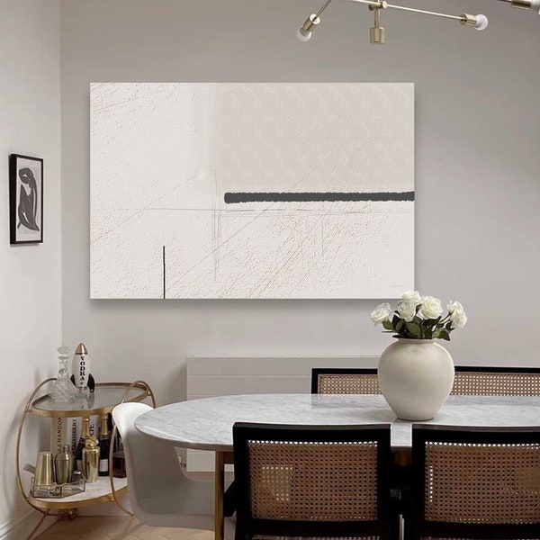 Neutral Geometric Wall Art-Large,Oversized,Textured Look,Canvas,Print-Beige,Gray,Black,Minimalist,Abstract,Painting-Framed,Horizontal,Decor